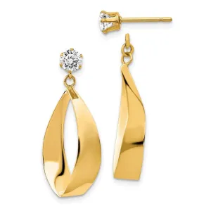 14k Polished Oval Dangle with CZ Stud Earring Jackets