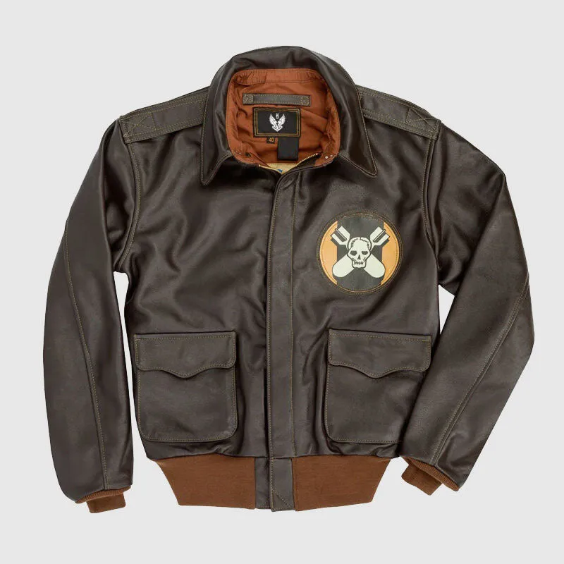 Aces and Eights Flight Brown Leather Jacket Special For Christmas