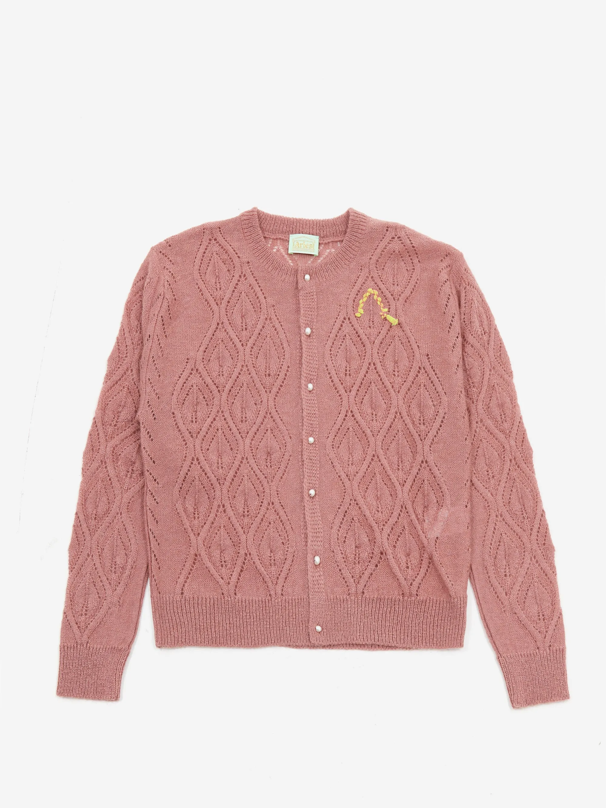 Aries Lace and Leaf Knit Cardigan - Dusty Pink