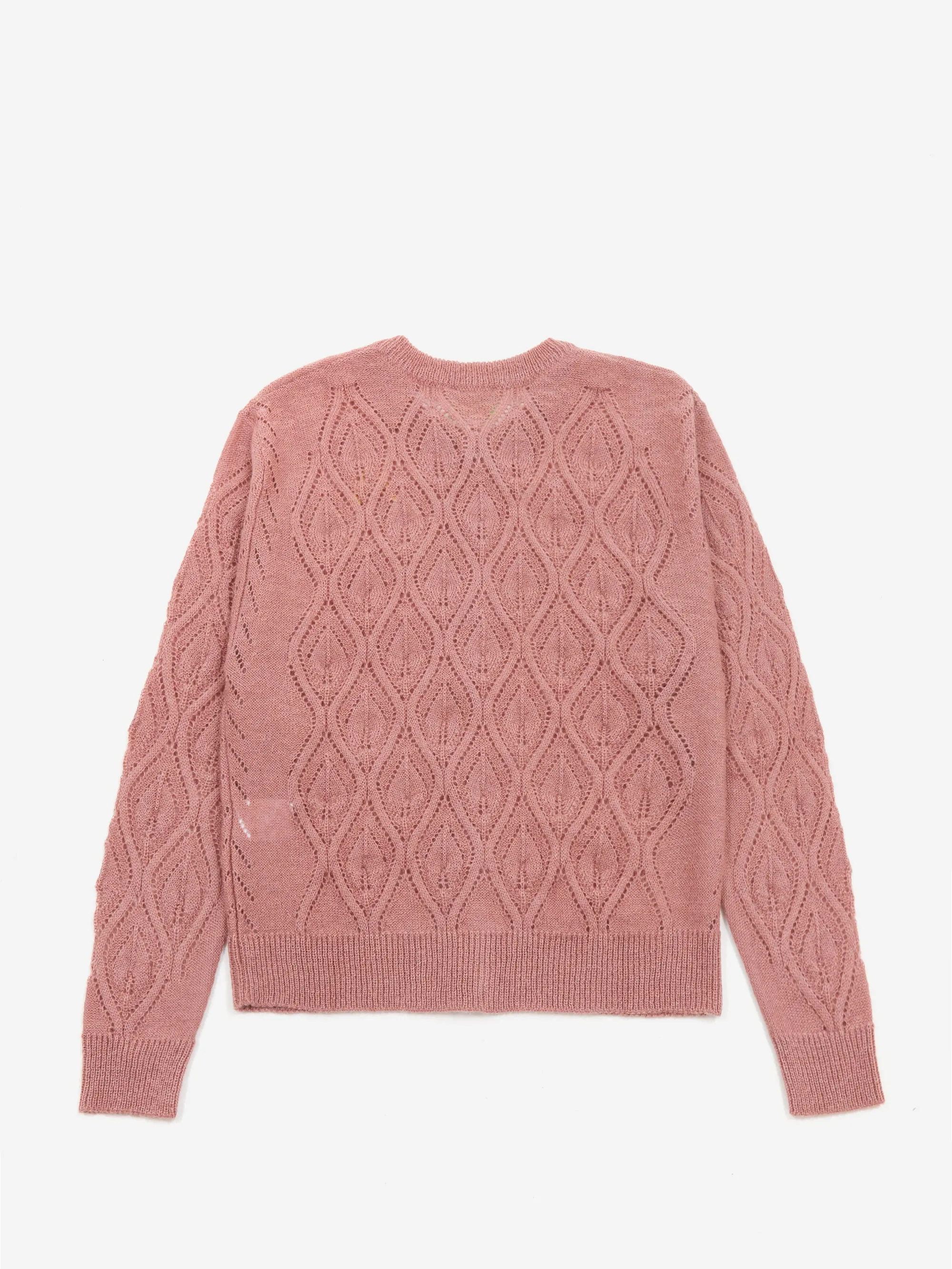 Aries Lace and Leaf Knit Cardigan - Dusty Pink