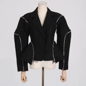 Black Zipper Blazer