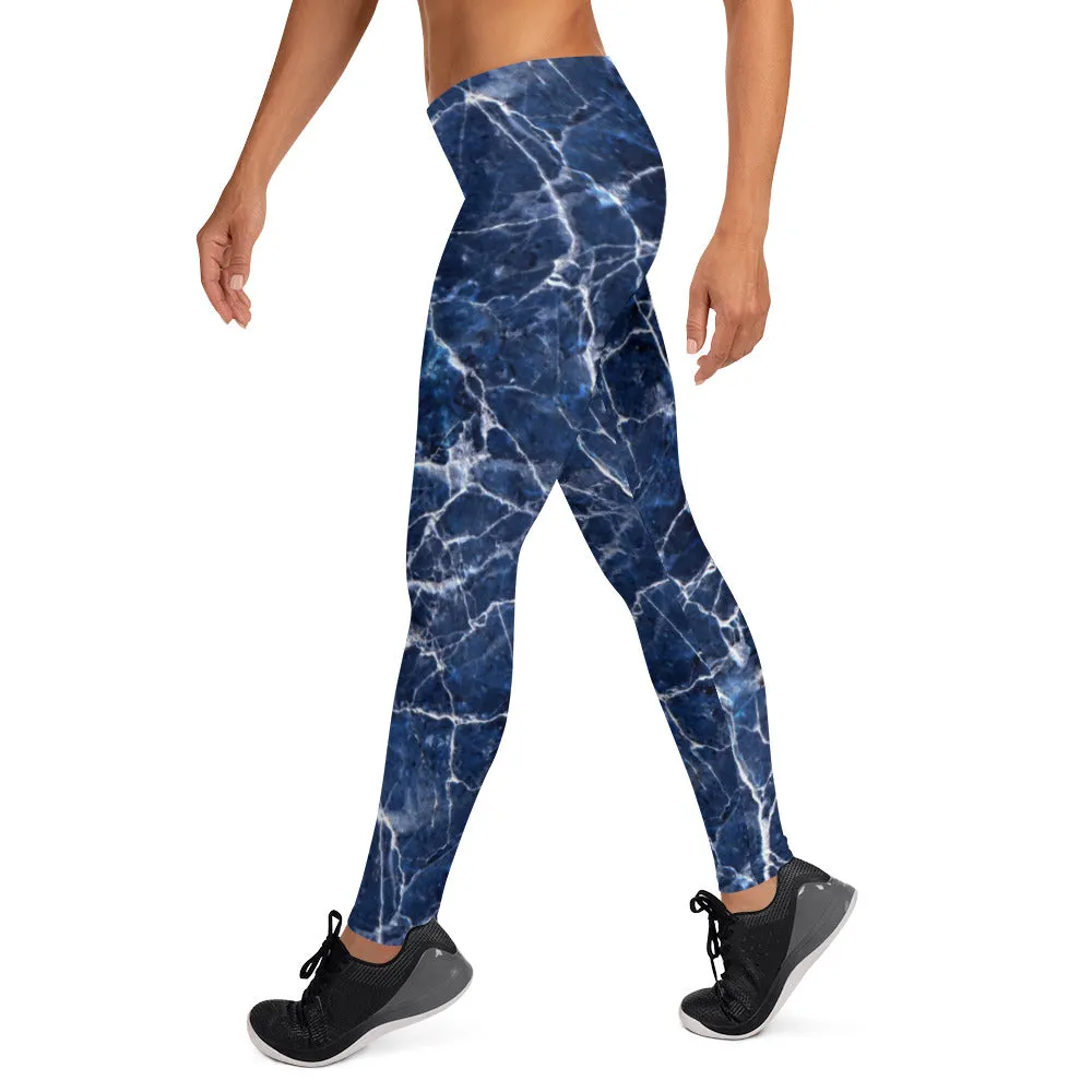 Blue Marble Pattern Leggings