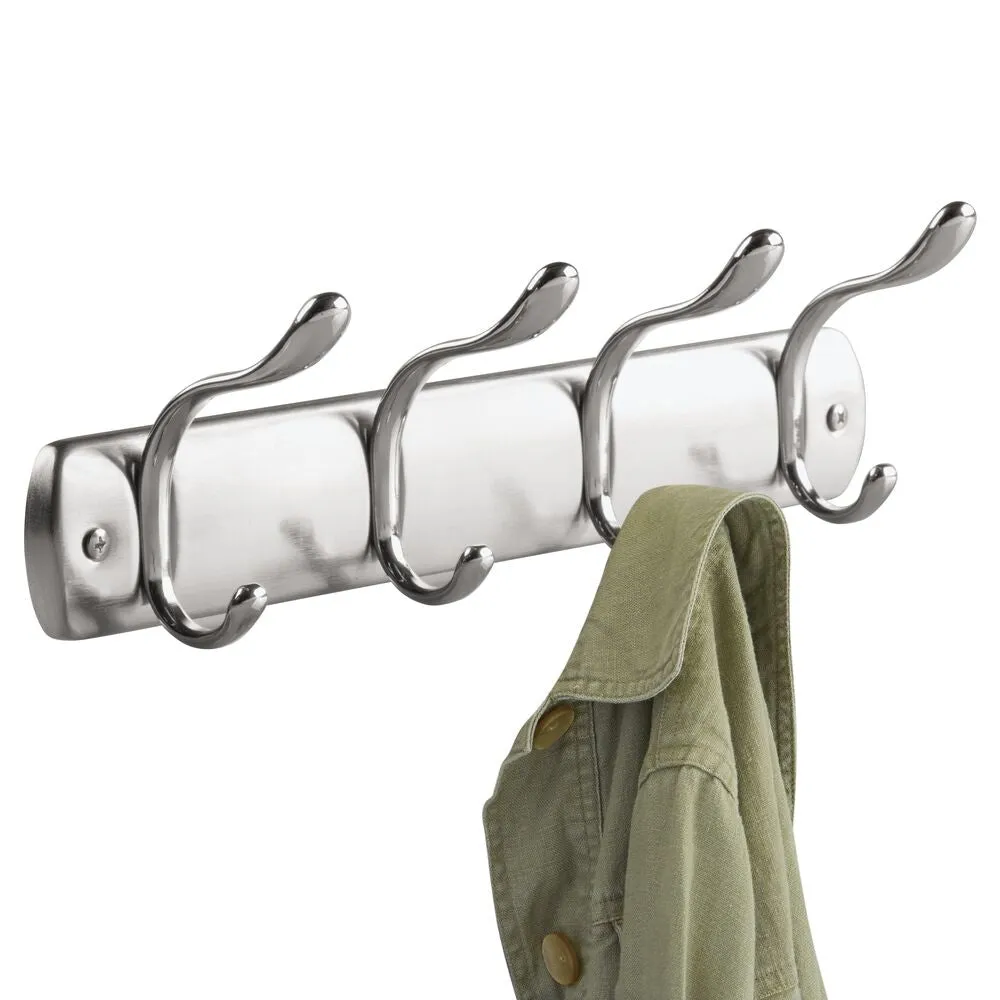 Bruschia Wall Mounted Rack 4 Hook Brushed/Chrome