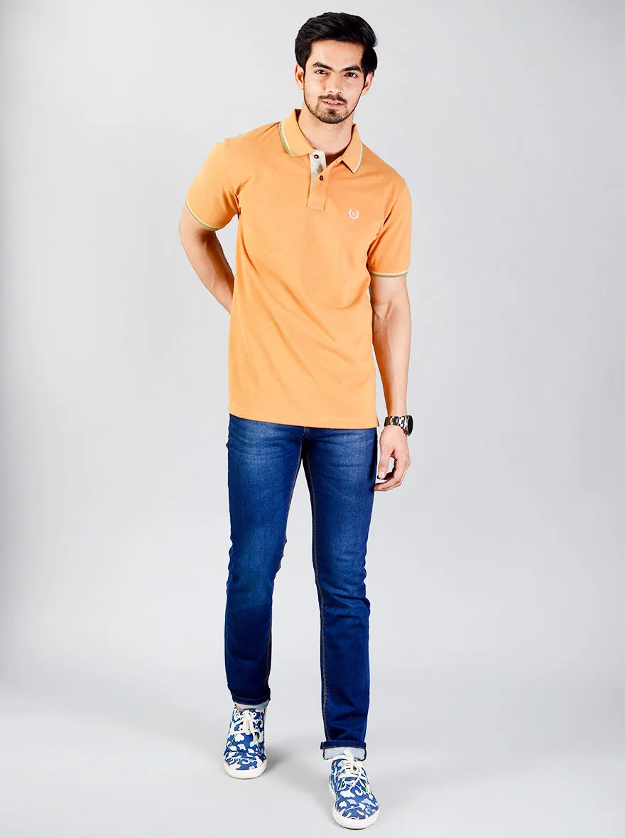 Camel Brown Solid Slim Fit Polo T-shirt | Greenfibre