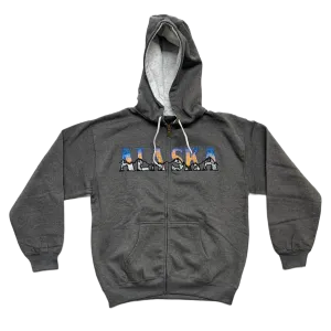 Charcoal Event Horizon Alaska Embroidered Zip Up Hoodie