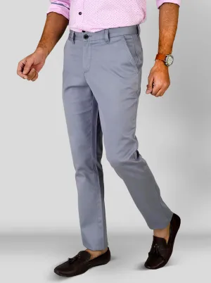 Citadel Grey Self Textured Slim Fit Chinos | JadeBlue