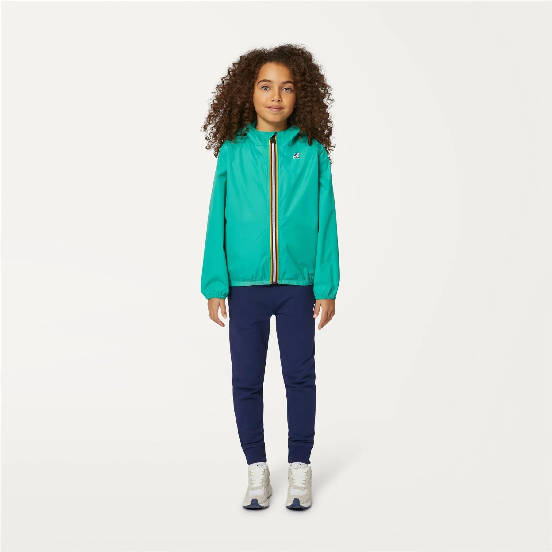 Claude - Kids Packable Full Zip Waterproof Rain Jacket in Green Marine