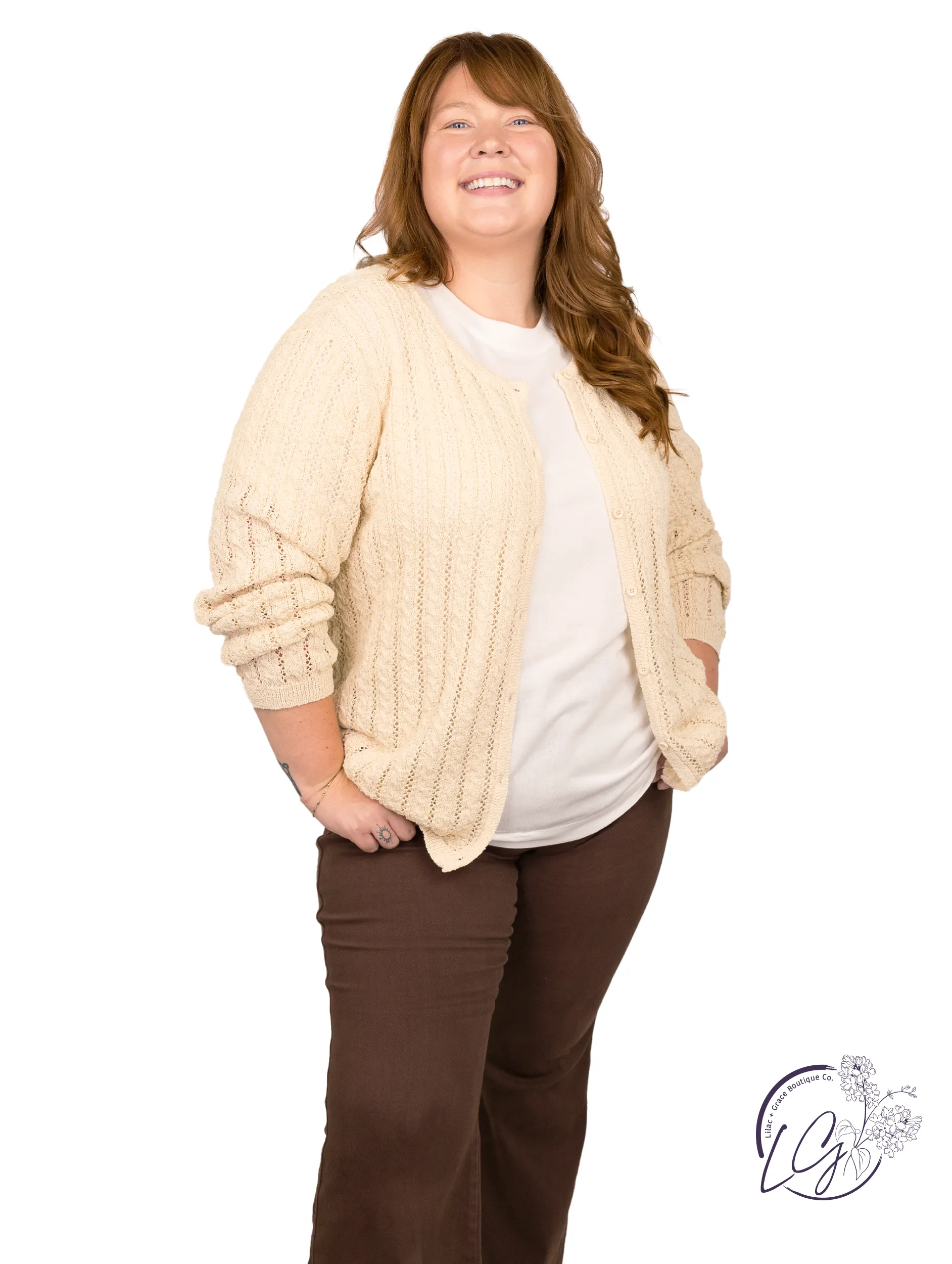 Curvy Breezy Buttoned Knit Cardigan