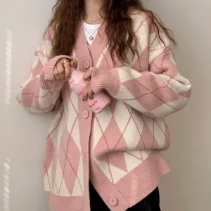 Cutie Secrets Argyle Cardigan