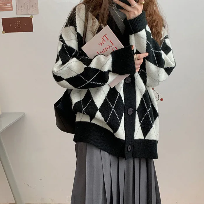 Cutie Secrets Argyle Cardigan