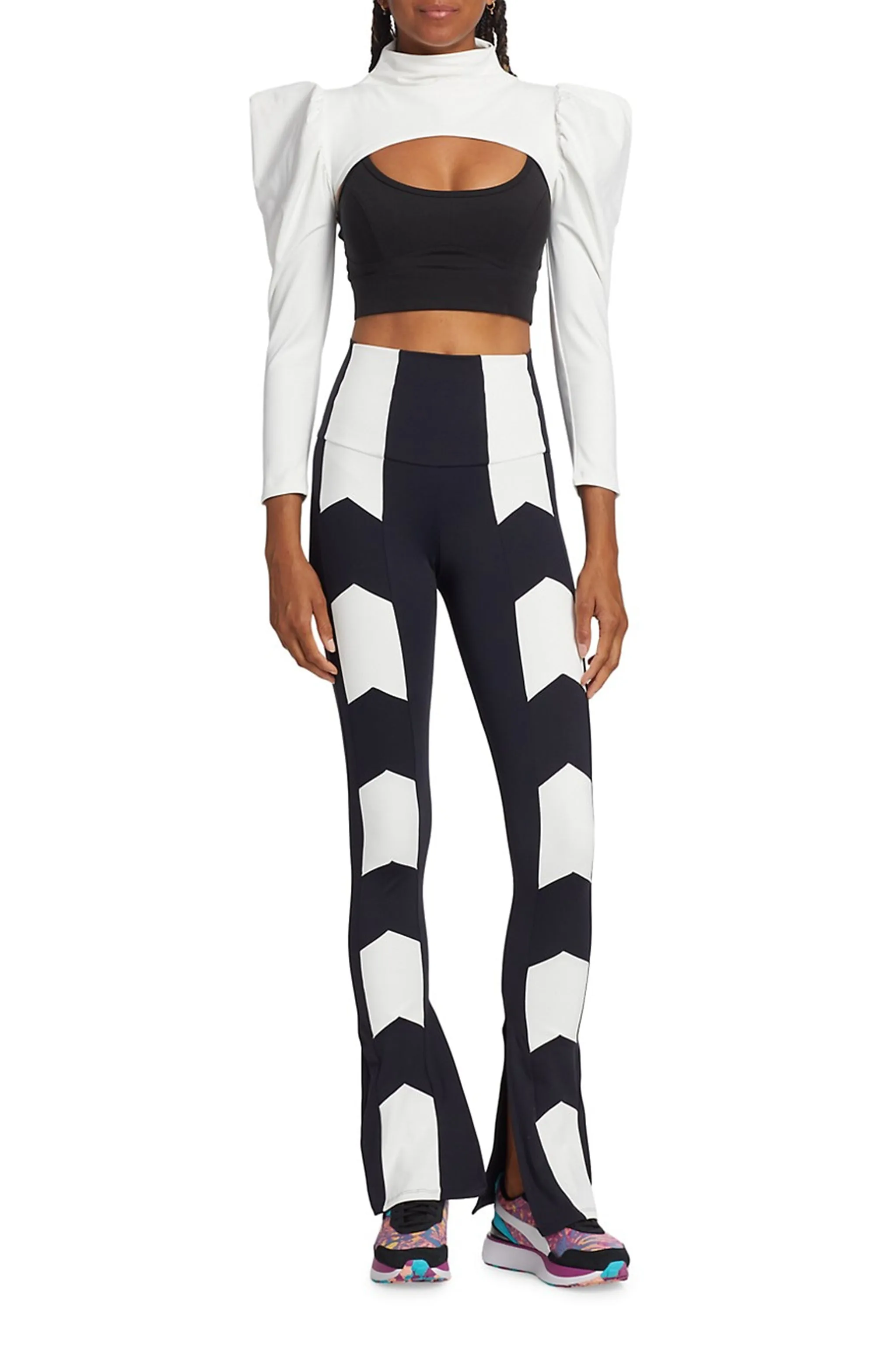 Front Arrow Slit Legging Black / Chantilly