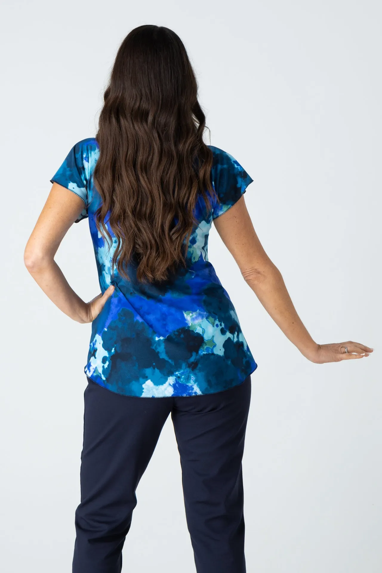 Galaxy Print Short Sleeve Jersey Top