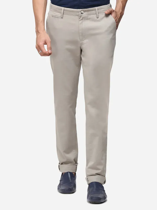 Grey Solid Super Slim Fit Casual Trouser | Greenfibre