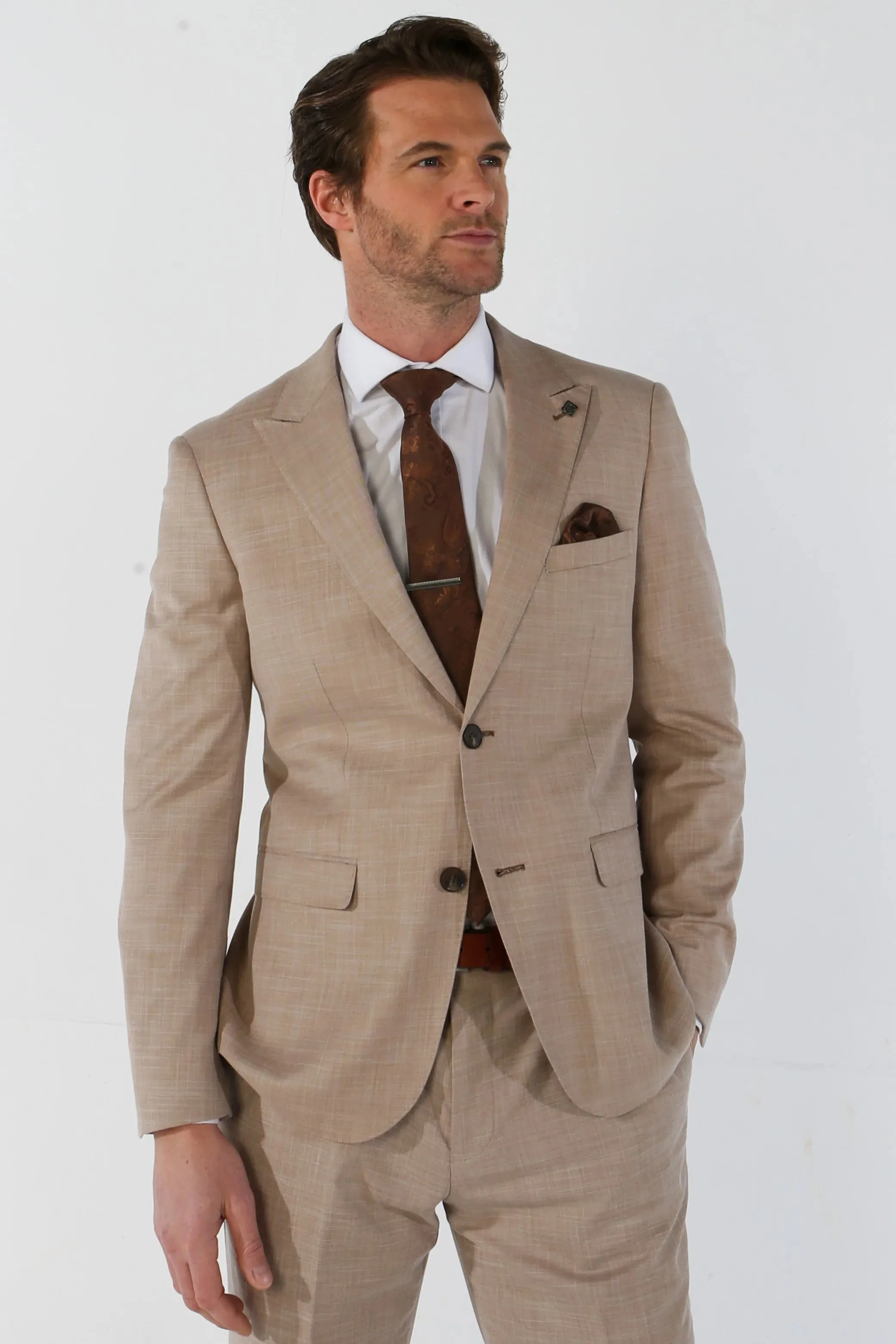 Kurt - Men's Beige Tailored Fit Blazer