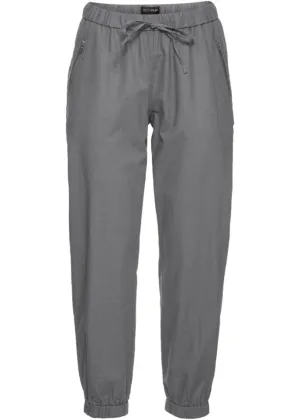 Linen trousers 7/8 Bodyflirt, gray