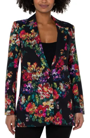 Liverpool Button Front Boyfriend Blazer (Bouquet Floral Print)