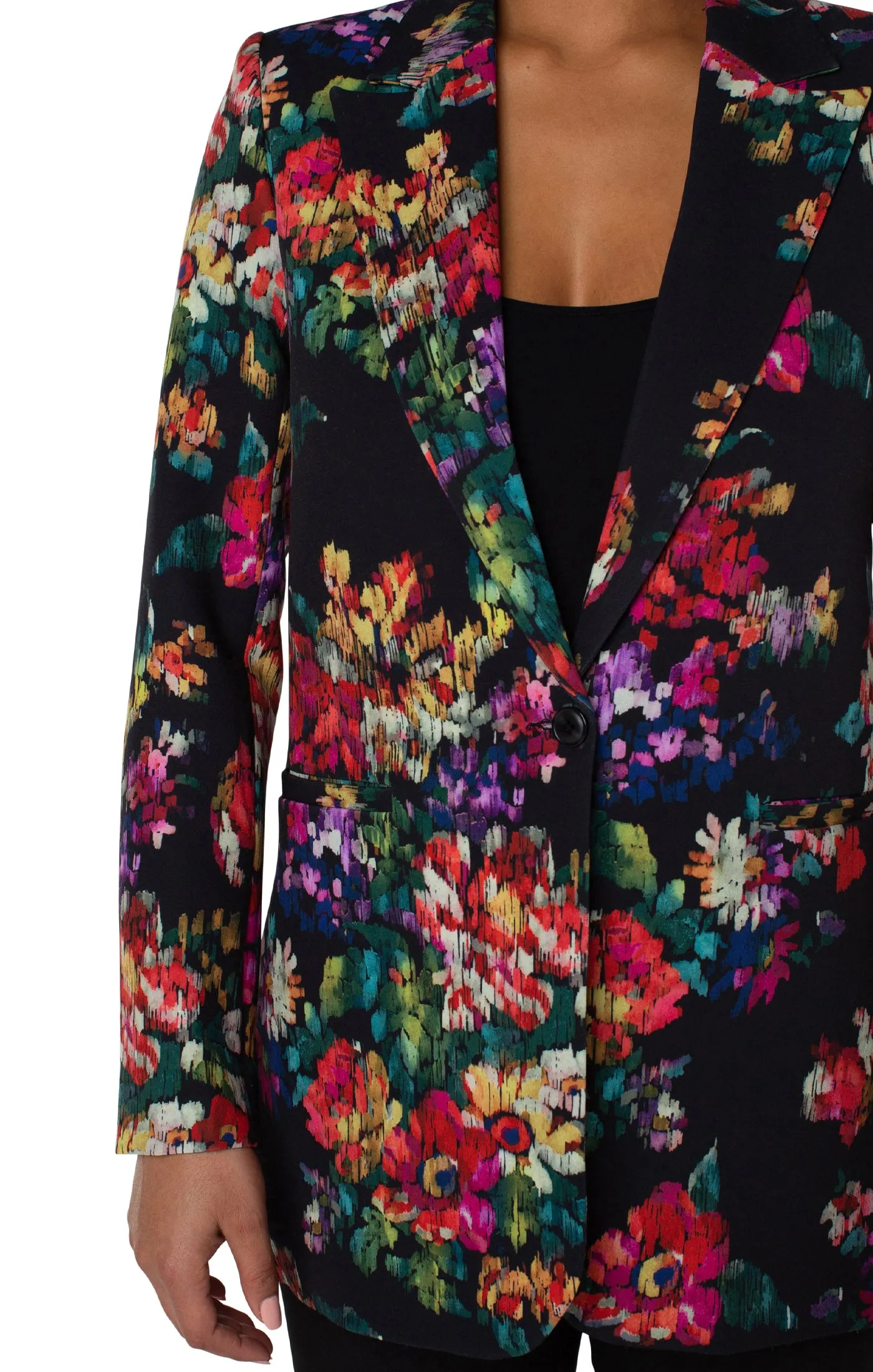 Liverpool Button Front Boyfriend Blazer (Bouquet Floral Print)