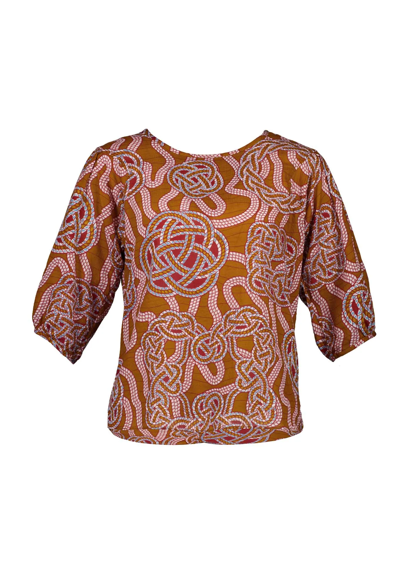 Loveknots Blouse Caramel in Seersucker