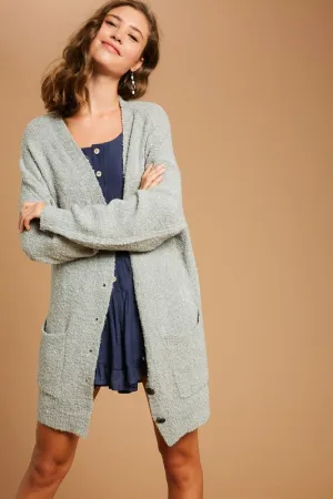 Lyla Soft Button Cardigan in Light Sage