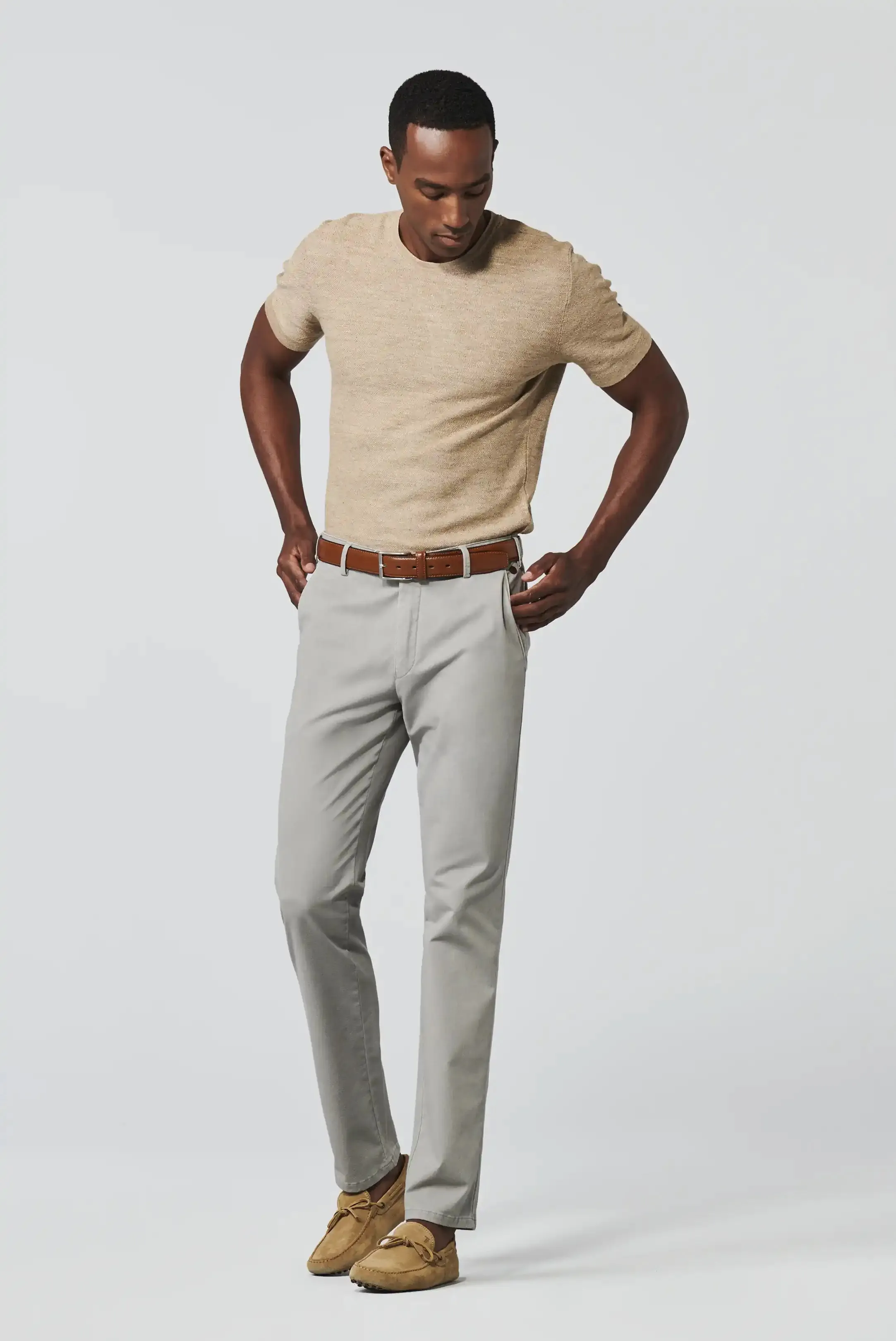 MEYER New York Trousers - 5000 Soft Twill Chino - Grey Beige