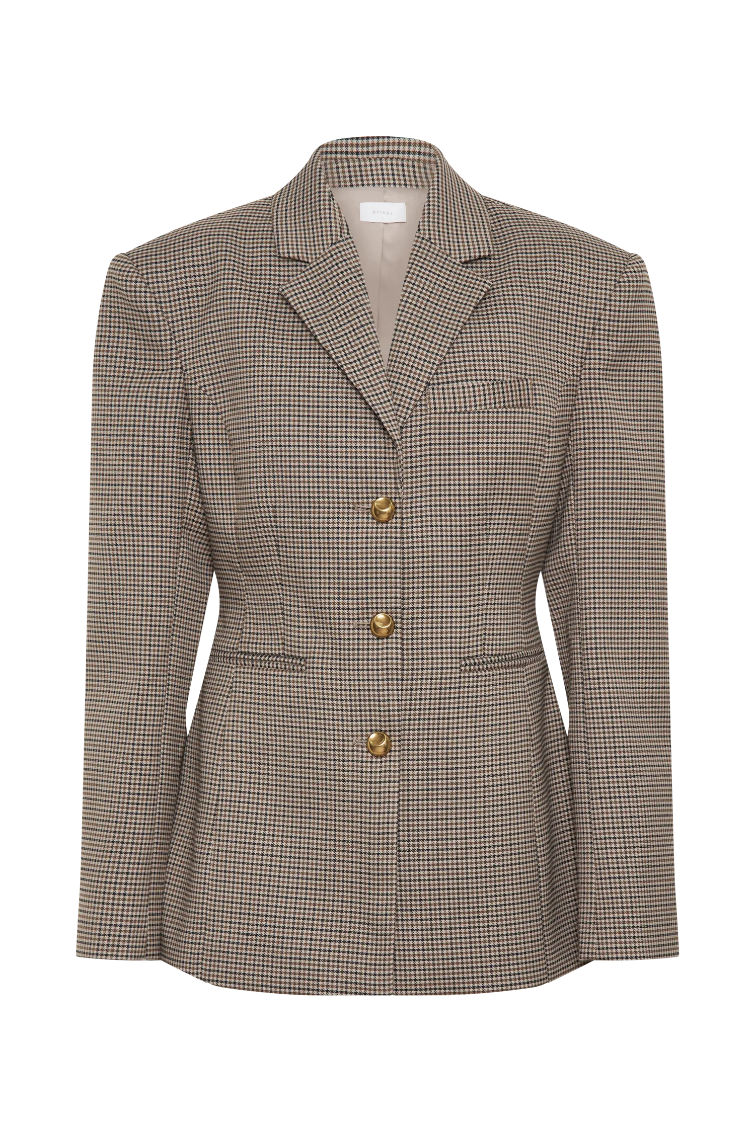 Mila Shaped Blazer - Tan Check