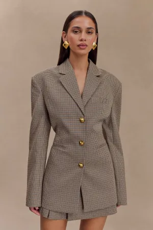 Mila Shaped Blazer - Tan Check