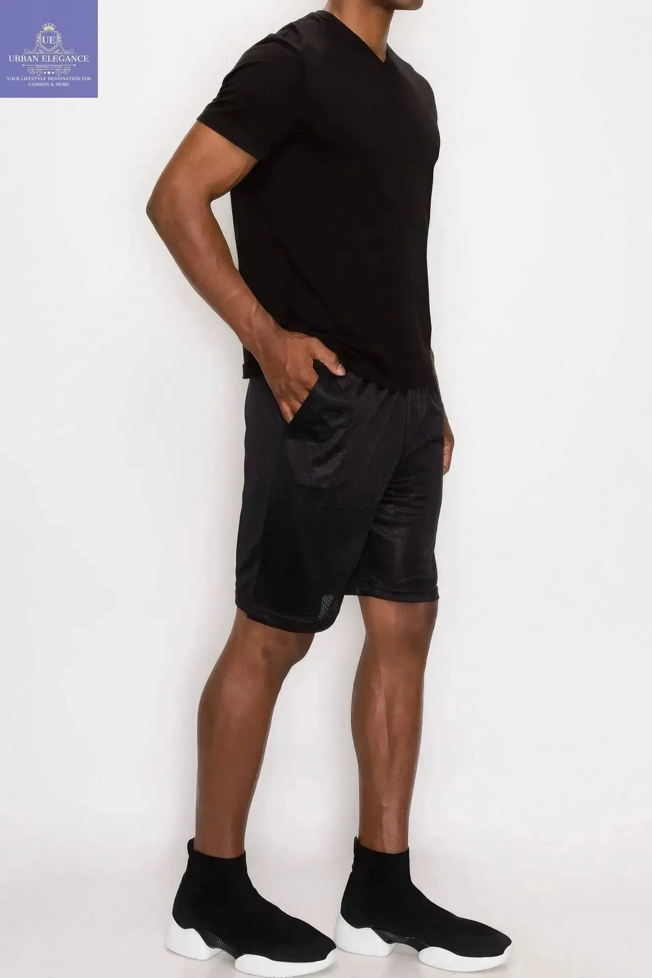 Performance-Driven Black Mesh Basketball Shorts for Men