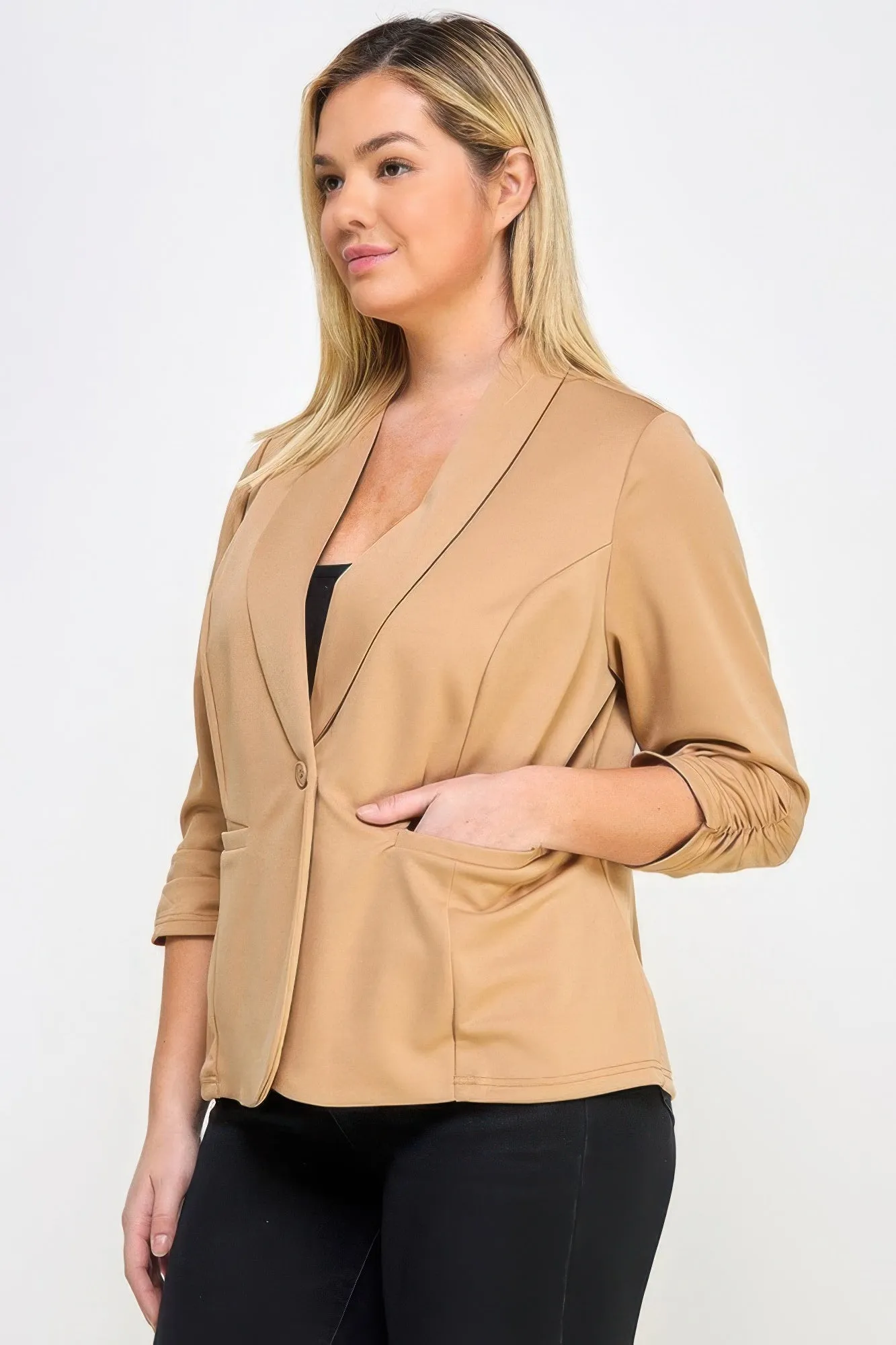 Plus Size Techno Scuba Blazer W/pockets