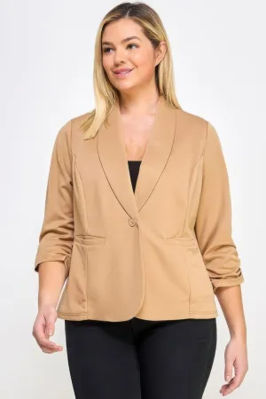 Plus Size Techno Scuba Blazer W/pockets