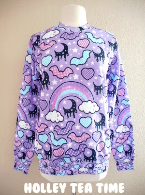 Rainbow Spooky Bats Purple Women's Sweatshirt [made to order]