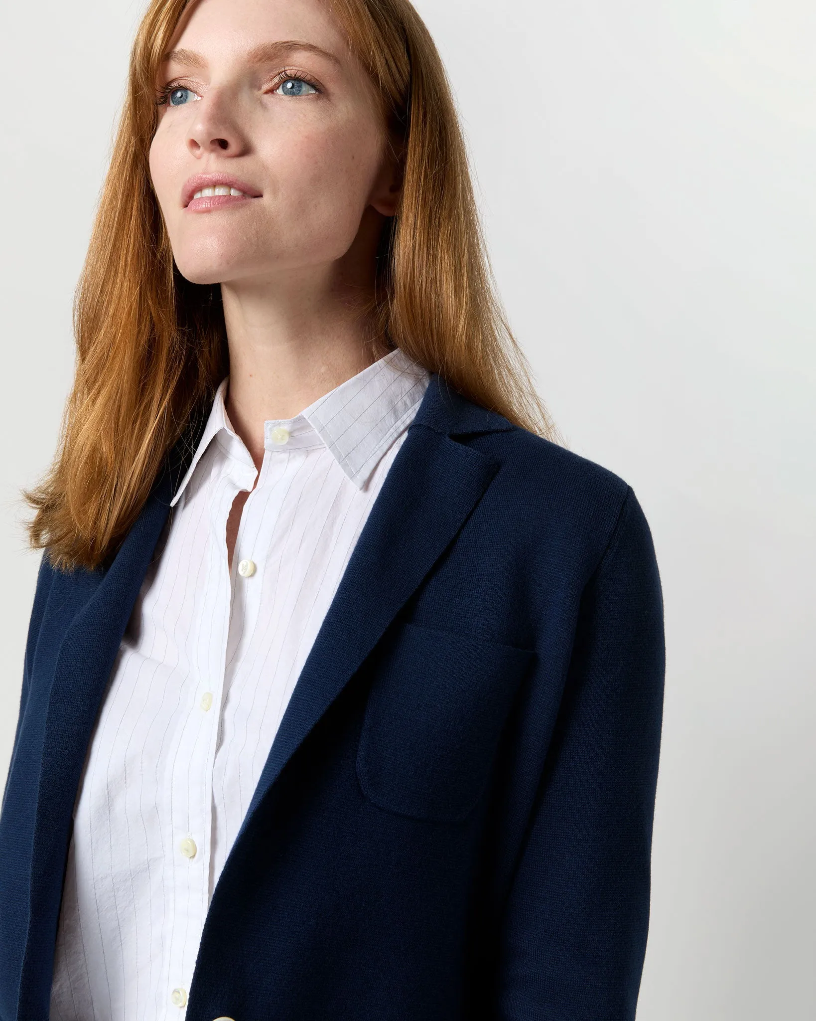 Schoolboy Blazer in Navy Cotton/Silk