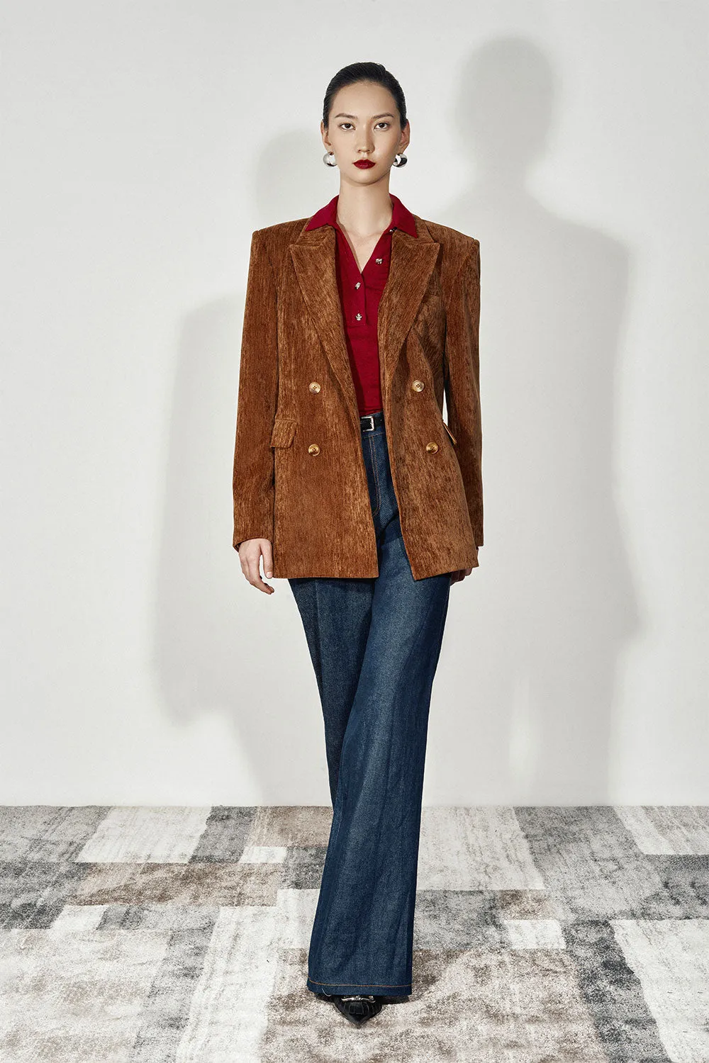 Sierra Straight Peak Lapel Velvet Blazer