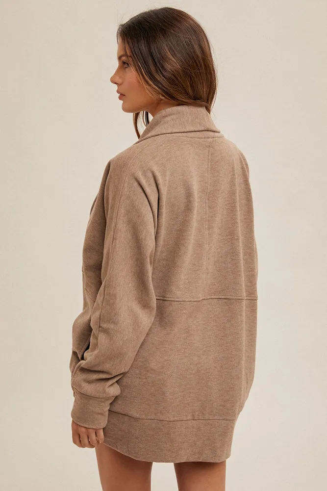 Soft Brushed Jersey Cardigan in Taupe by Hem & Thread