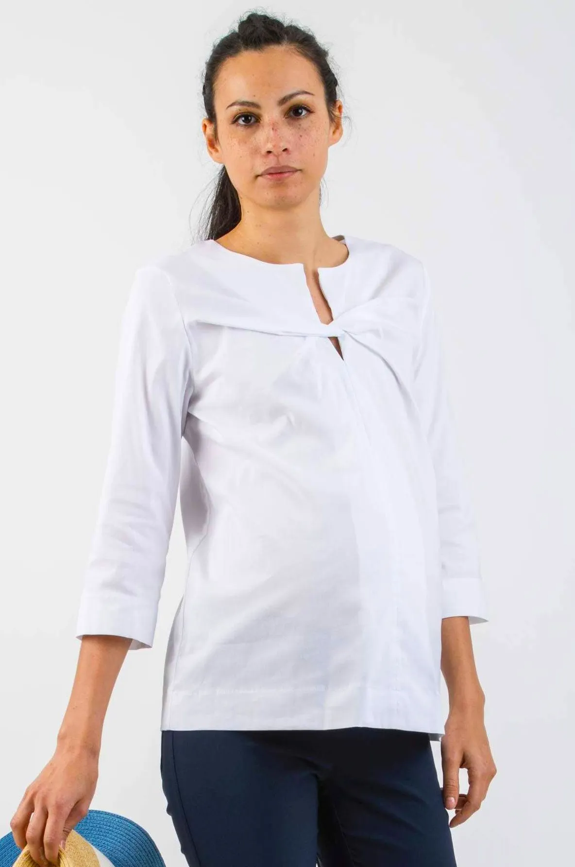 Thea Maternity Poplin Shirt in White