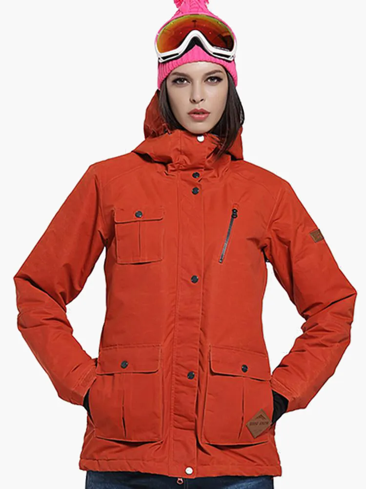 Thermal Warm Waterproof Windproof Orange Women's Ski/Snowboard Jacket