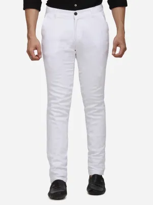 White Solid Venice Fit Casual Trouser | JadeBlue