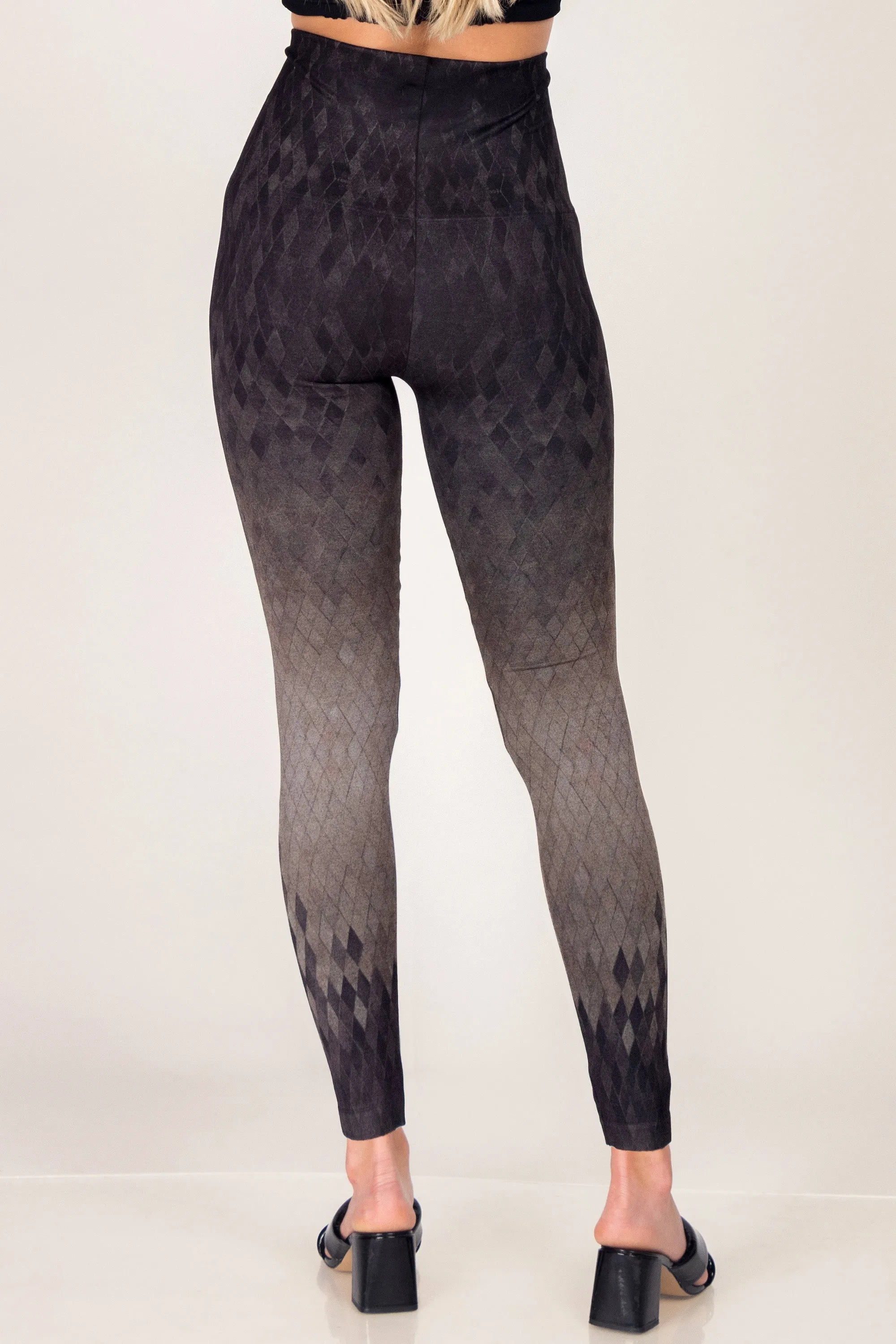 Woodland Grey Diamond Tile Printed Leggings